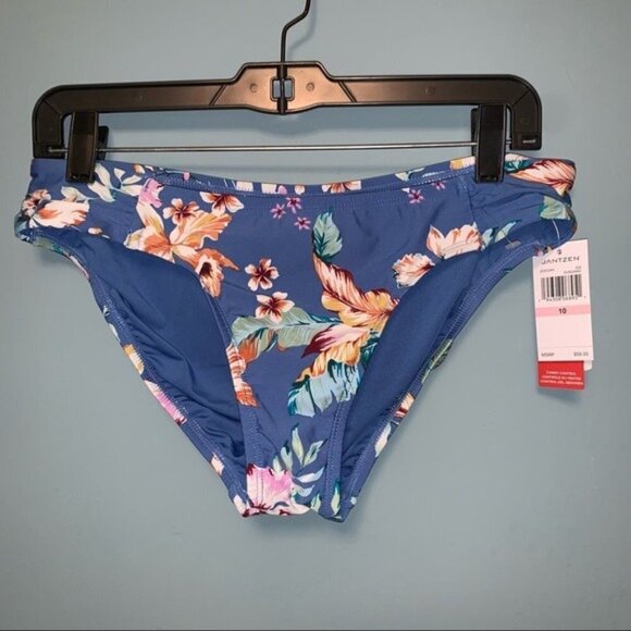 Jantzen Other - Jantzen Low Rise Blue Floral Bikini Bottom Chlorine Resistant Size 10